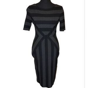 ANTHROPOLOGIE MAEVE Geoplane Gray Black Stripe Dress SIZE 8